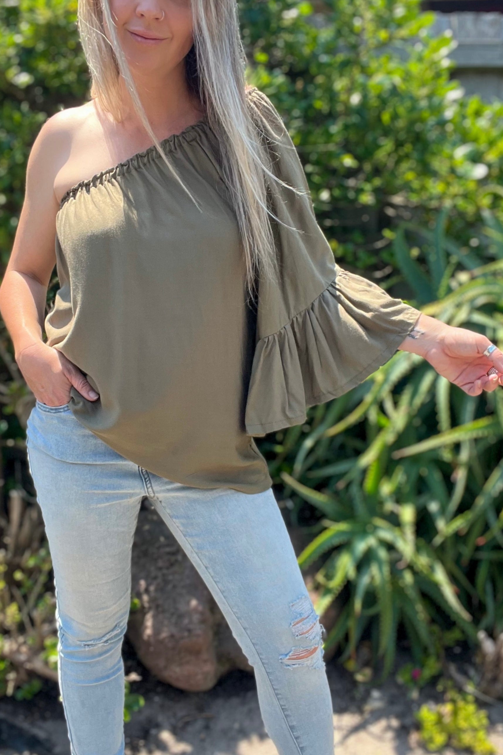 Bijou ONE SIZE Off The Shoulder Havana Top SAGE – Bijou The Label