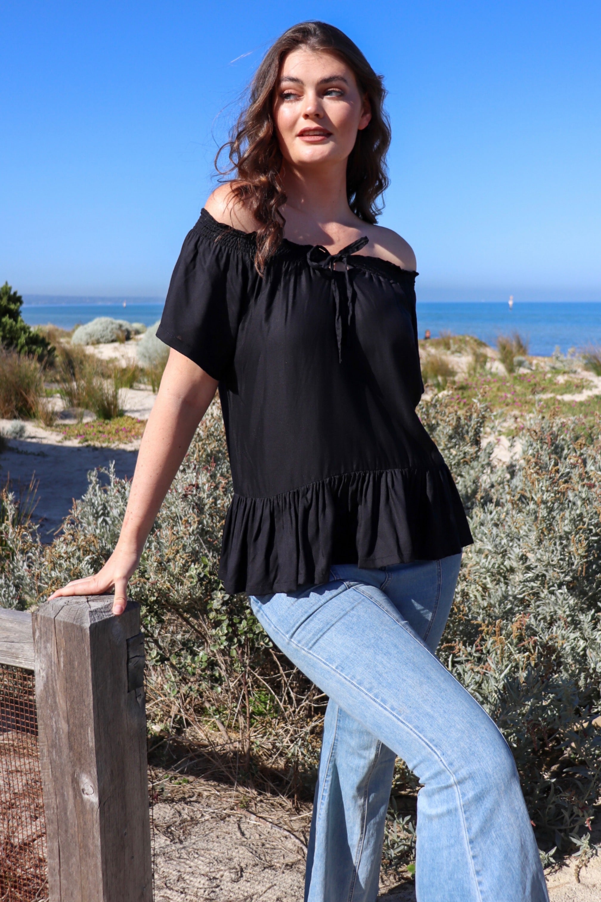 Bijou ONE SIZE Off The Shoulder Isla Top BLACK – Bijou The Label