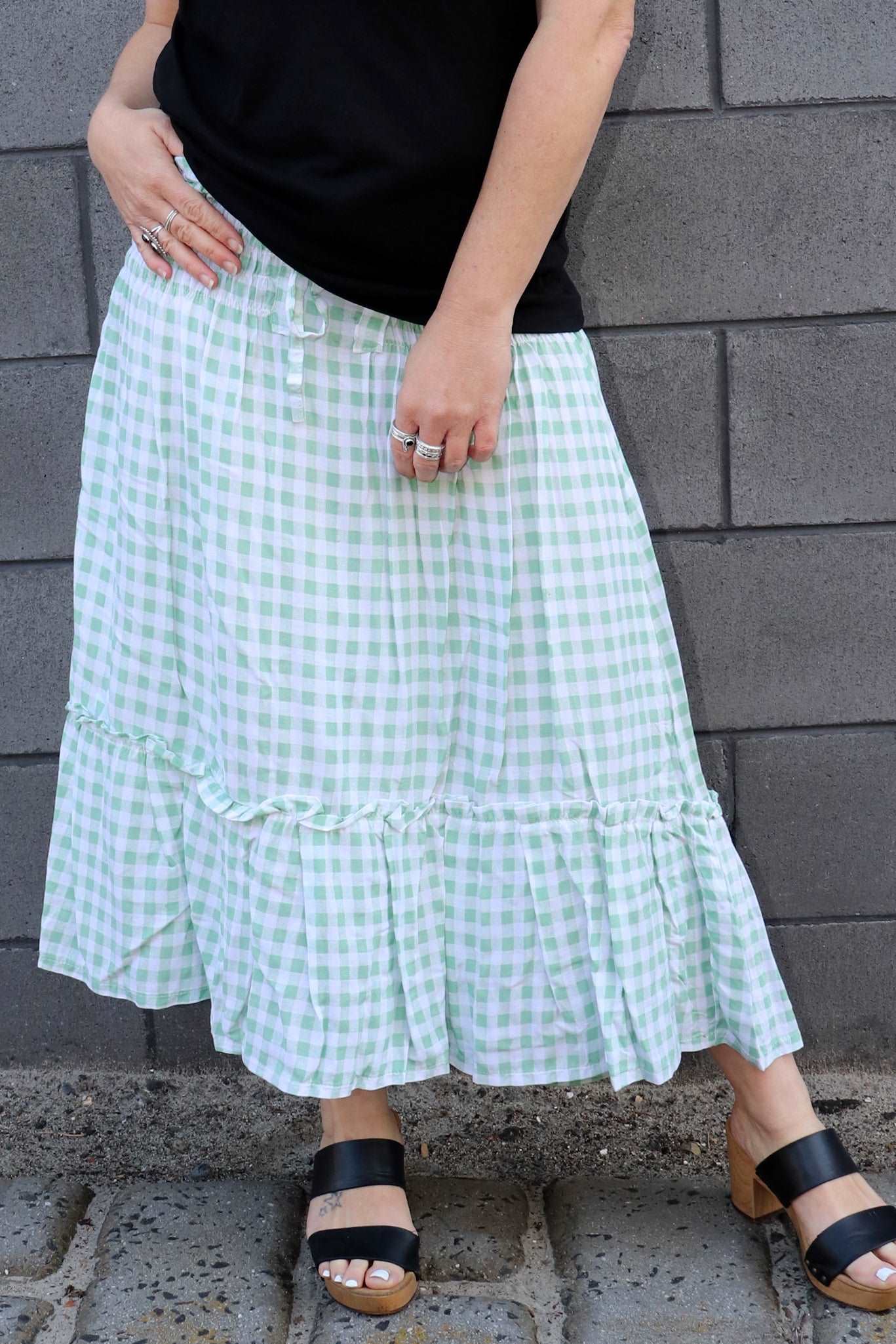 Gingham skirt cheap designer