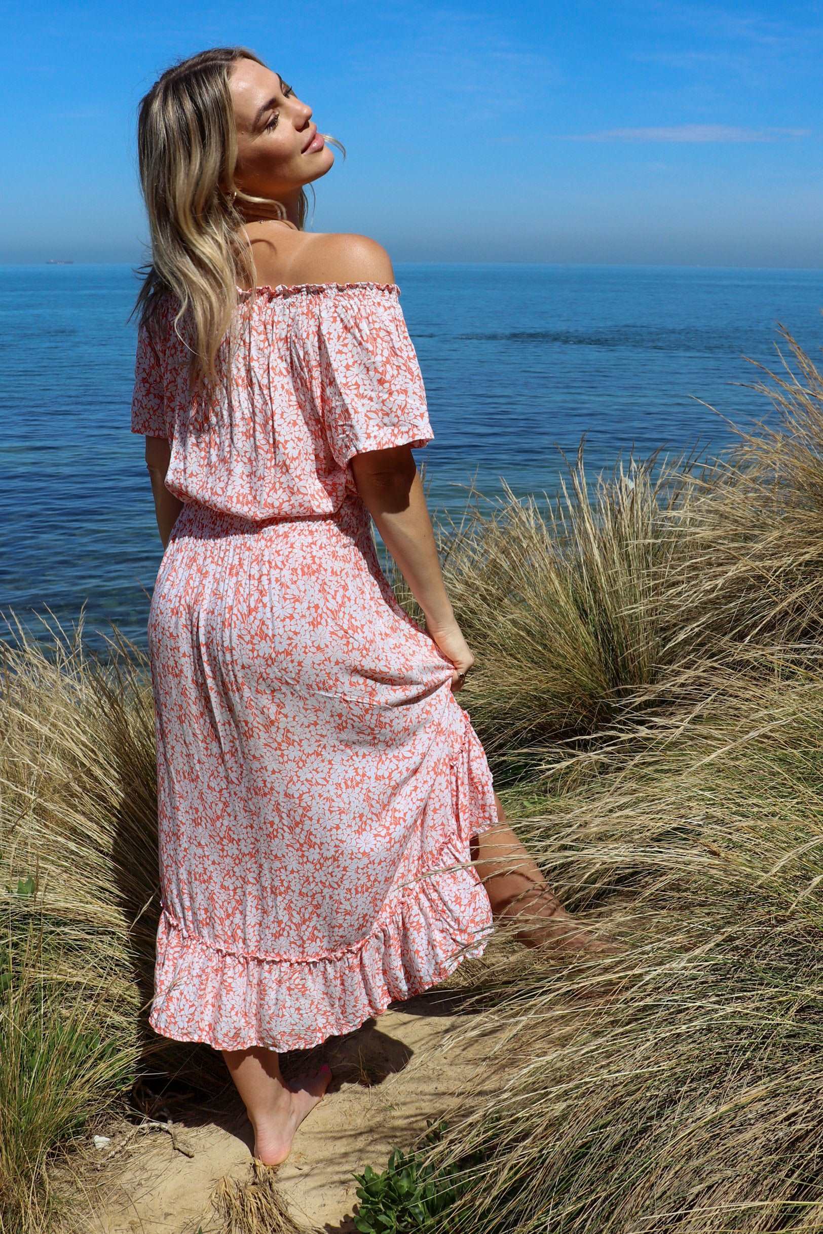 Red Floral Blossom Maxi Skirt