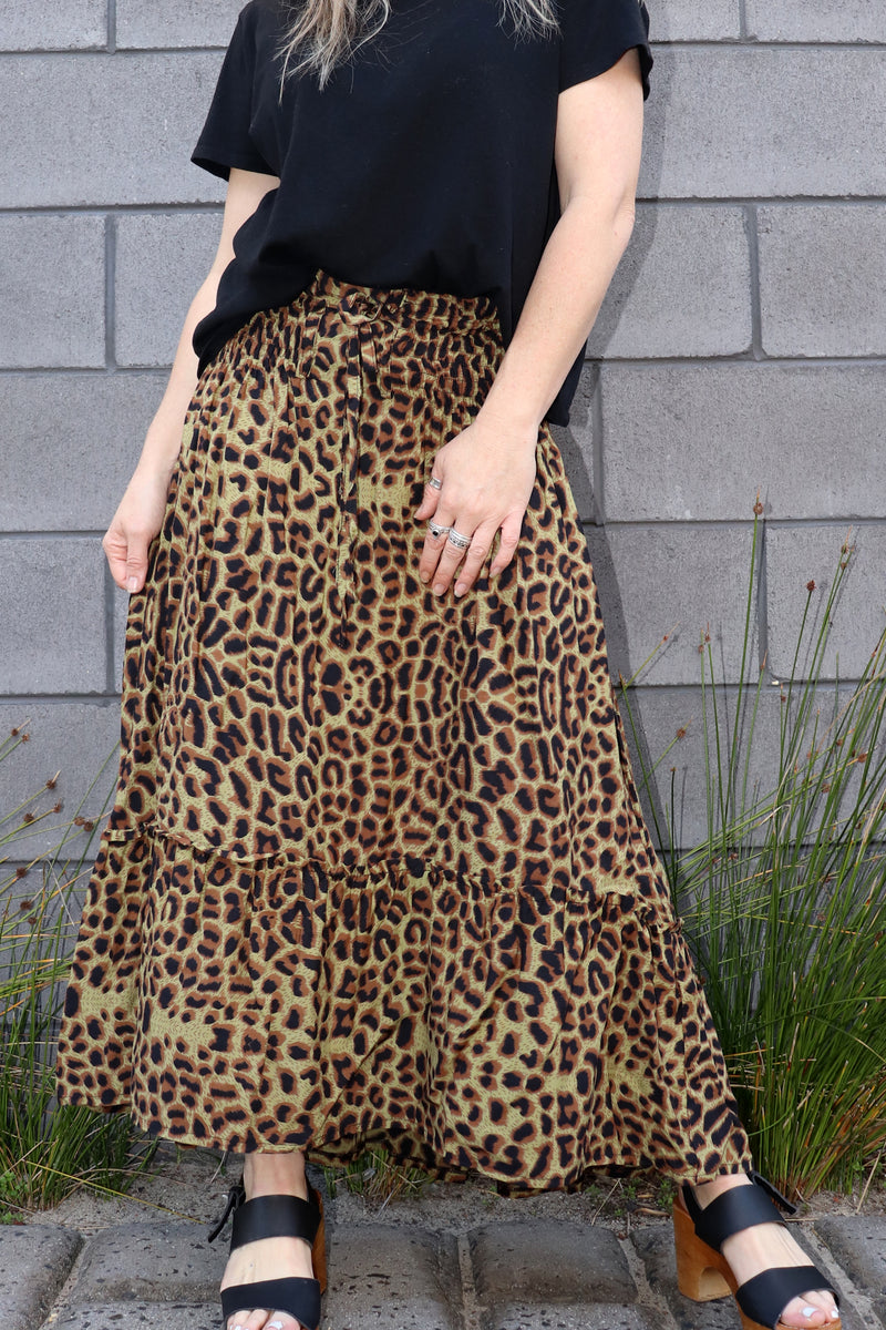 Laguna Skirt OLIVE LEOPARD (Sample)