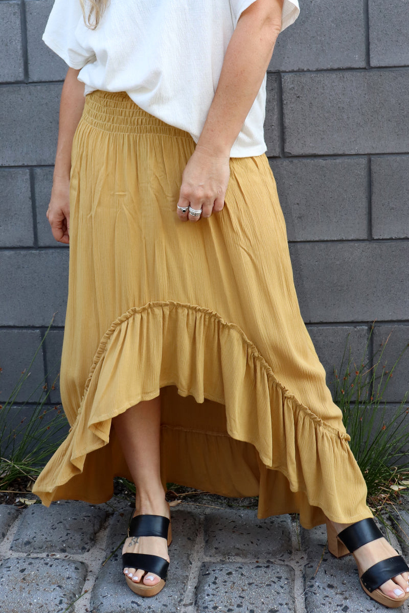 Wild & Free Crinkle Skirt MUSTARD (Sample)